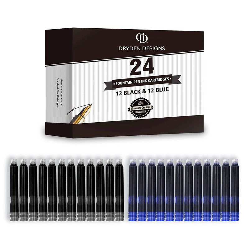 Dryden Designs Fountain Pen Medium Nib Gift Pouch - with 24 Ink Cartridges - MCM (Intense Black) - Image 5